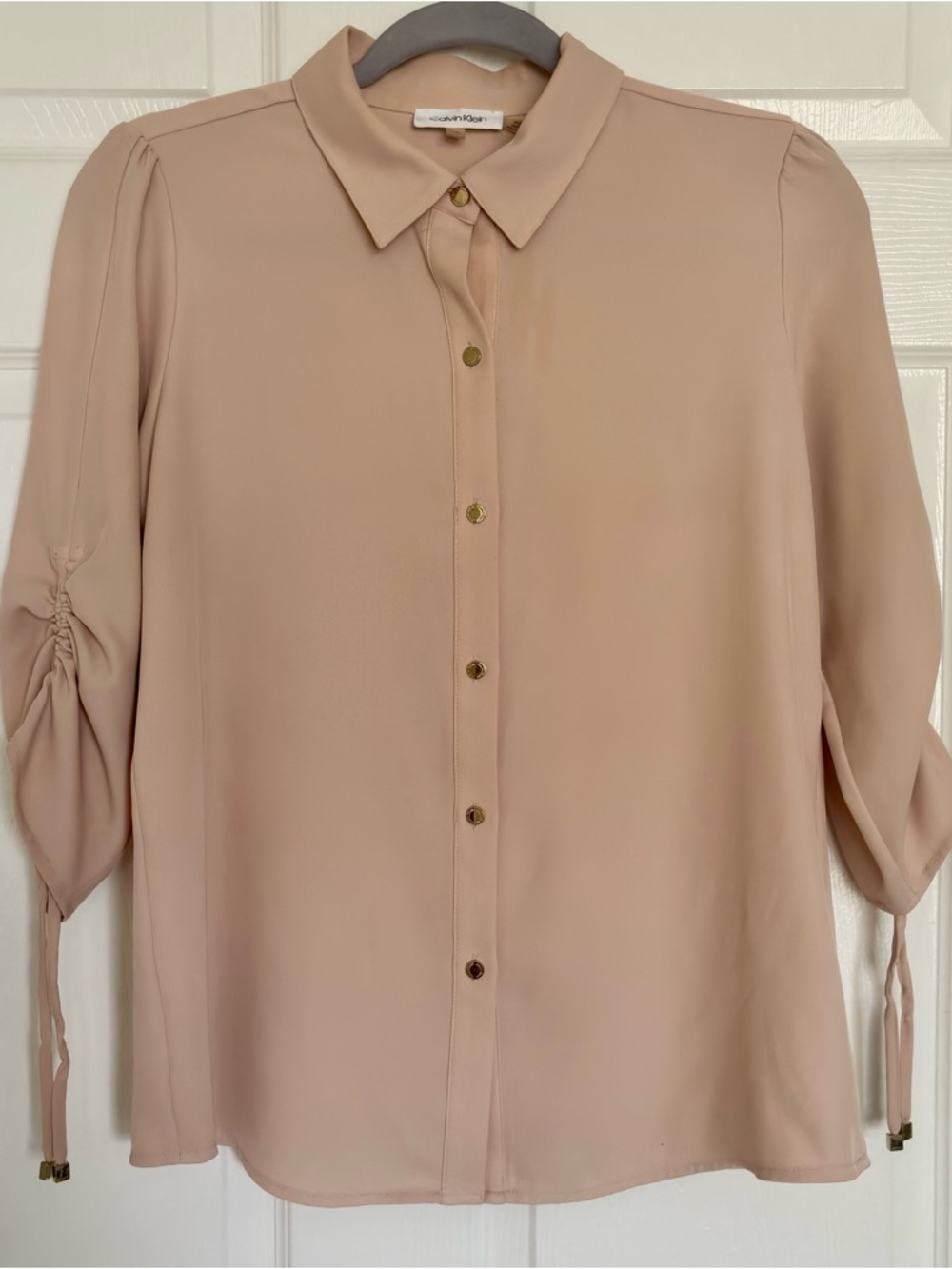 Calvin Klein Blush Pink Button Down Blouse Size XS